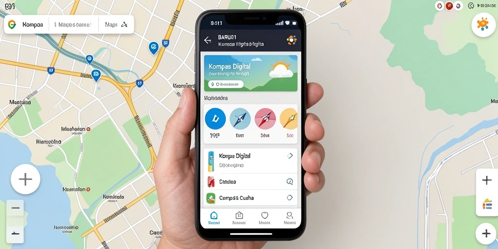 Tampilan antarmuka aplikasi BARU01 sebagai Kompas Digital yang intuitif.