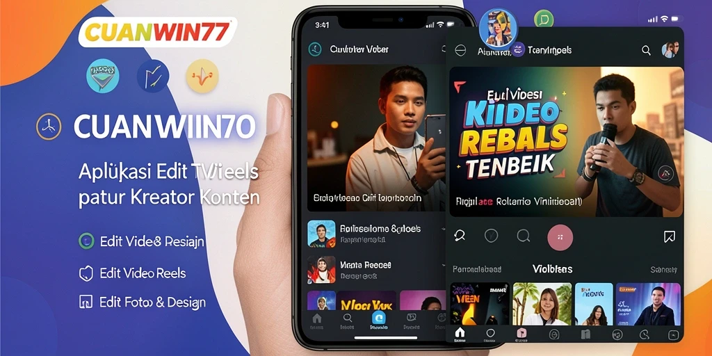 Antarmuka aplikasi CUANWIN77 untuk edit video reels yang user-friendly.