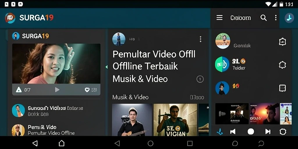 Antarmuka SURGA19 yang user-friendly untuk Pemutar Video Offline.