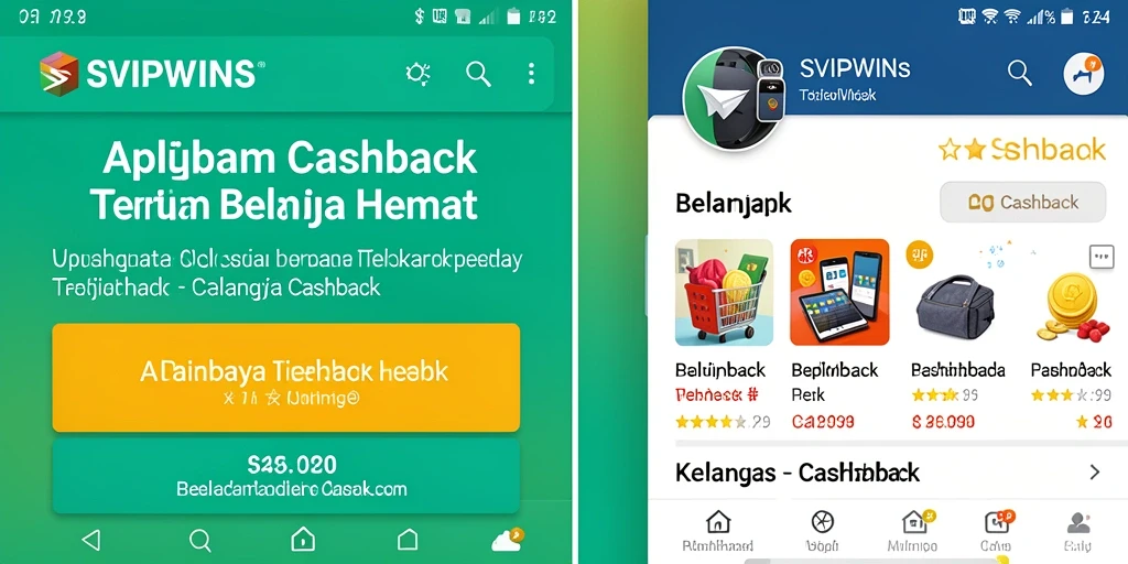 Antarmuka pengguna SVIPWINS yang menarik dan fungsi Cashback yang mudah.