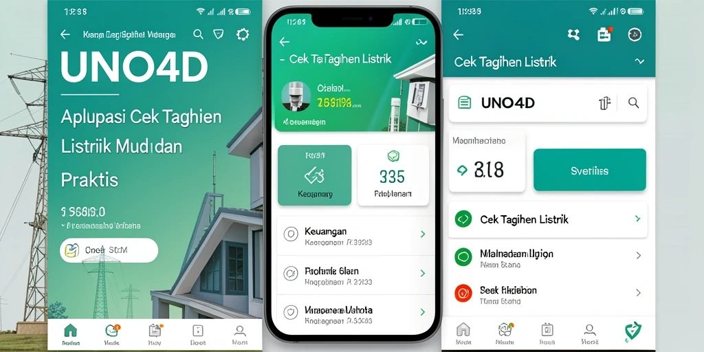 Tampilan antarmuka aplikasi Cek Tagihan Listrik UNO4D yang praktis.