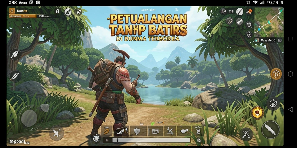 Tampilan antarmuka X88 yang menawan dalam dunia terbuka.