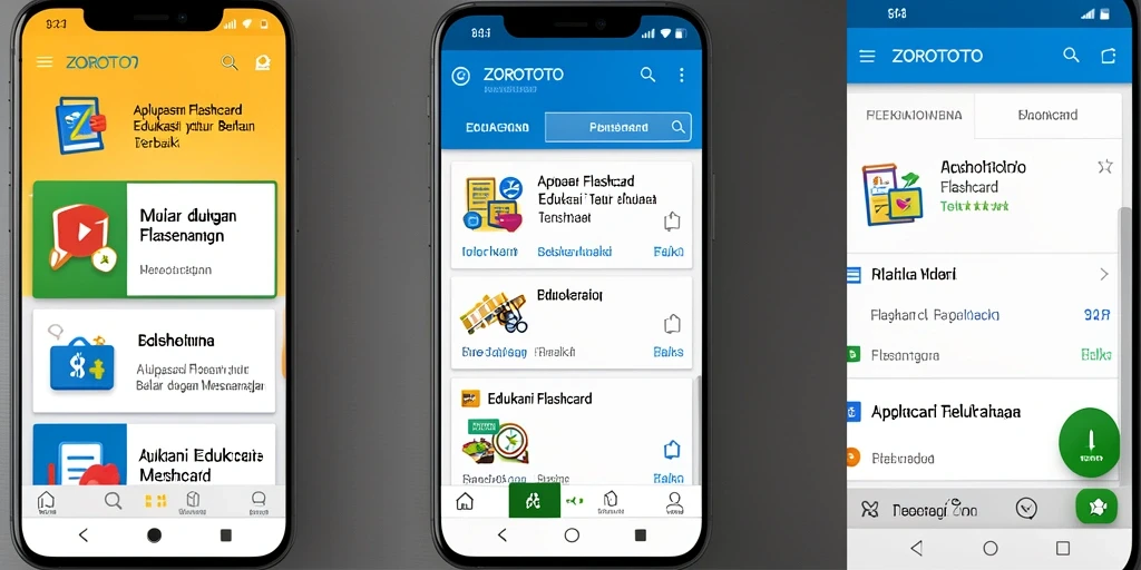 Antarmuka ZOROTOTO yang intuitif dan menarik untuk belajar Flashcard.